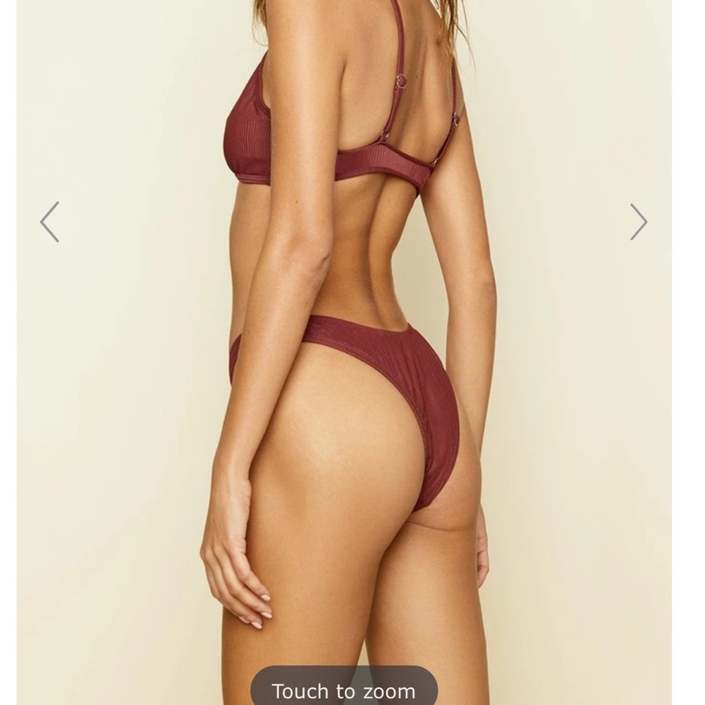 Two piece bathing suit in RUST.